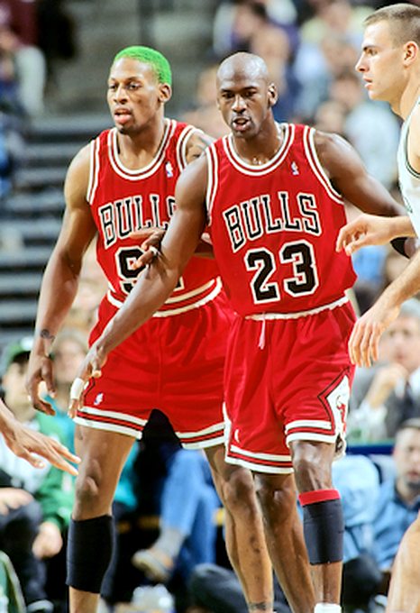 Michael Jordan Picture: MJ and Dennis Rodman in 1996. Picture 21. Photo by Steve Lipofsky