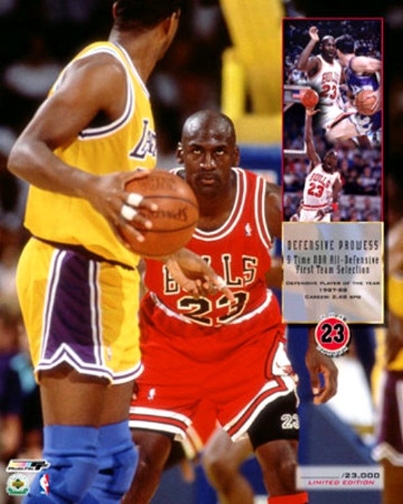 Michael Jordan Picture: Defensive Prowess against Magic Johnson
